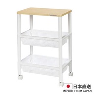 FUDOGIKEN - 3段活動式有轆組合層架 儲物車收納架連頂部木桌 [日本製]