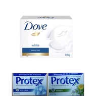 Dove White Beauty Bar Soap 100g/DETTOL 100g/Protex Antibacterial Bar Soap 75gm