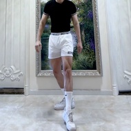 OMG sports shorts mens elastic tight double-layer high physical examination fitness shorts training 