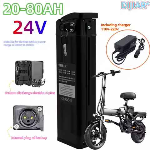 24V scooter, electric scooter lithium battery, bottom discharge 4-pin, 20AH-80AH, BMS25AH, suitable
