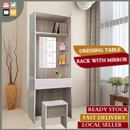 GO FOR HOME MEJA SOLEK TINGGI PUTIH PLAIN DRESSING TABLE MEJA MAKE UP RUANG BILIK CERMIN DAN RAK BAR