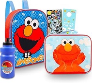 Elmo Mini Backpack and Lunch Box Set - Bundle 11" Sesame Street School Bag, Lunch Bag, Stickers, Wat