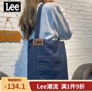 Lee帆布包女斜挎大容量日系韩版单肩包托特包购物袋牛仔包女手提袋包 牛仔蓝