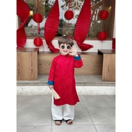 Mid-Autumn boys' ao dai, CNY 2026, wear National Day September 2, soft brocade fabric with sleeves -