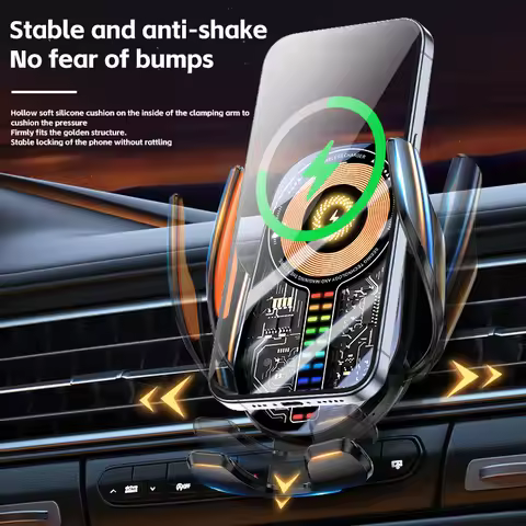 2024 Wireless Charger Car Phone Holder Stand 15W Fast Charging Station For iPhone Samsung Huawei Mag