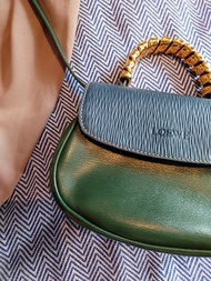 稀有中古 Loewe 蛇骨藍綠 南瓜包手挽袋手拿包手提包斜挎包單肩包