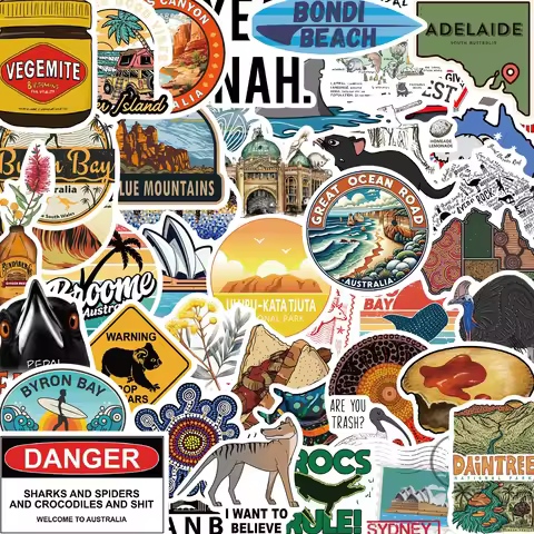 50PCS Australia City Landscape Stickers Decal DIY Phone Laptop Guitar Stationery Scrapbook Skateboar