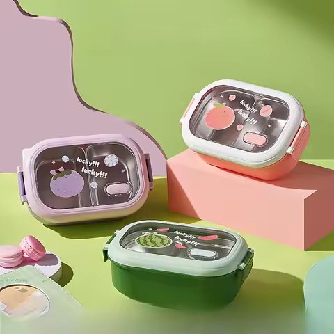 Insulated Student Lunch Box Canteen Divided Stainless Steel Lunch Box Portable Divided Office Worker