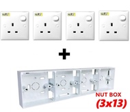 SIRIM Power Wall Plug 13A Switch Socket Outlet Soket Plug 3 Pin Plug Plak 插座 base 3pin socket 86mm n