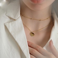 2pcsสร้อยคอโซ่ หลายชั้น เครื่องประดับสำหรับผู้หญิง ลูกปัดสองชั้นสร้อยคอผู้หญิง ins การออกแบบเฉพาะอาร