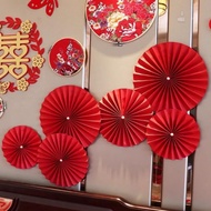 Paper fans set of 6 (WITH JEWELS), decorating events, homes, festivals, CNY, size...