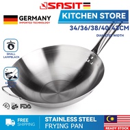 SASIT Pan Stainless Steel Wok Kitchen Cooking Single Handle 34-43 Wok Multi-function Wok Tripod Hotel Restaurant