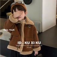 HK KIDS fur-lined fleeceJacket, high-quality fur-lined jacket from Guangzhou, size 2-7 years old (co