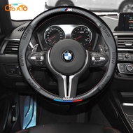 GTIOATO Car BMW M Carbon Fiber Leather Steering Wheel Cover Suitable For 38CM Anti-Slip Steering Whe