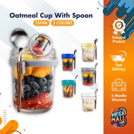 Overnight Oats Jar 350ml - Oatmeal Breakfast Cup with Lid & Spoon