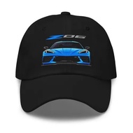 [ada stok]C8 Z06 Dad Hat Topi Besbol Hitam Boleh Laras dengan Grafik Depan Biru