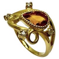 Size 12 Citrine and Diamond Ring, 0.06ct Total, 18K Gold, 4.4g, Women's
