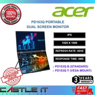 Acer Portable Monitor PD163Q B Y 15.6" IPS FHD 8ms 60Hz Type-C Mini HDMI Speaker VESA Dual Screen