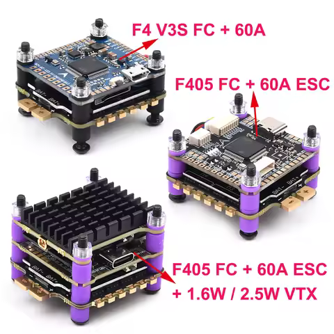 F405 F405HD Flight Controller / F4 V3S Plus FC 60A BLheli_S ESC Stacks 4.9G-5.8G 1.6W / 2.5W VTX For