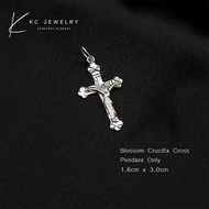 KC Jewelry S925 Sterling Silver Blossom Crucifix Cross Pendant