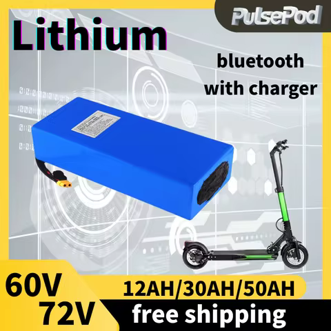 72V 5000W Battery 30Ah 50Ah 60V 12Ah 30Ah 50Ah Lithium Ion for 800W 10KW 14KW Two-Wheeler Citycoco G