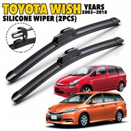 【2Pcs】Toyota Wish Years 2003~2018 Front Windscreen Wiper Wish Silicone Soft Wiper Windshield Wiper S