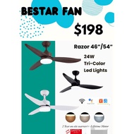 BESTAR RAZOR 3 Blade Ceiling Fan with 3 Tone LED Light Kit