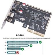 PCIE USB 3.2 GEN2 10G + Type C 10G Adapter PCI Express X4 Expansion Card Riser ASM1142 Chip Controll