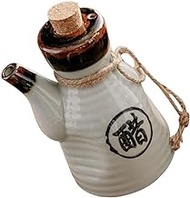 ABOOFAN Japanese Soy Sauce Dispenser Ceramic Seasoning Bottle 200ml Vinegar Jar Syrup Cruet Porcelain Condiment Pot for Spice White