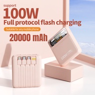 Latest 100W 20000mah Fast Charging Mini Power Bank Built-in 4 Cables Digital Display Powerbank Portable External Battery