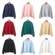 9 Colors READY STOCK Women Round Top Collar Sweater Hoodie Sweatershirt Clothes