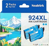 NoahArk 2 Packs 924XL Remanufactured Ink Cartridge Replacement for Epson 924 T924XL High Yeild for W