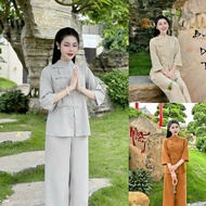 [Type 1] Pagoda outfit, blue dharma outfit, kate dress, train collar, elegant plain tie - 2CE TWO SI
