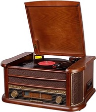Vintage Record Player ，phonograph Record Player Compatible With 18/25/30CM Records,Turntable Support USB MP3 Playback,CD &amp; Cassette Player, FM Radio