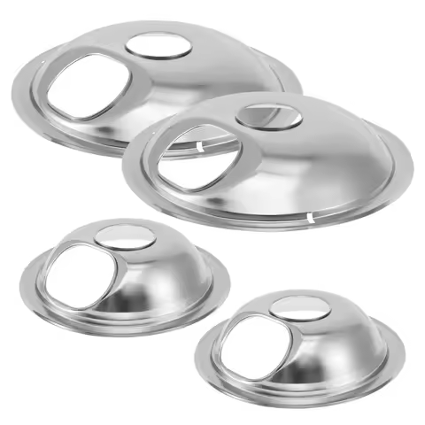 4Pcs Drip Pans Set with Chrome Coating Heat Resistant Drip Pan Round Stove Drip Pans Electric Stove 