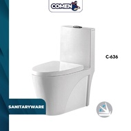 ZELLA C-636 Washdown Water Closet S-Trap 250MM One Piece Toilet Bowl Set Mangkuk Tandas