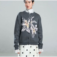 BWBYAZ LORAINE BLOOMING KNIT CARDIGAN elegant gray