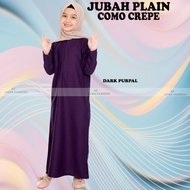 KIDS MUSLIMAH BUDAK JUBAH PLAIN COMO CRAPE 2 YEARS TO 13 YEARS