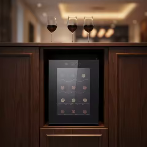 1.0 Cu ft 12 Bottles Electric Wine Refrigerator Freestanding Built-in French Glass Cabinet Cooler fo