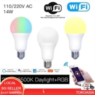 (WiFi2.4Ghz) (MOES/TUYA SG) Smart LED Light Bulb Dimmable Lamp 14W RGB C+W Color Changing Timing Sav