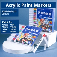 60/48/36/24/12 Colours Acrylic Paint Marker Water Based Fast Dry Waterproof Marker