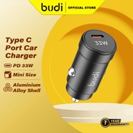Budi Type C Mini Car Charger 33W PPS Fast Charging For Iphone 15 16 Pro Max Samsung