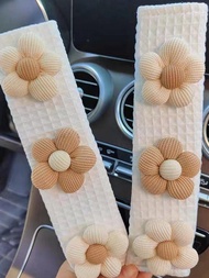 1入組花朵裝飾華夫鬆餅設計滌綸汽車座椅皮帶護肩