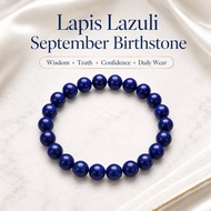 Lapis Lazuli September Birthstone Bracelet Crystal Stone Beads Elastic Stretch Jewelry Gift