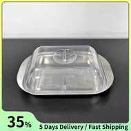 Butter Container - White Butter Fridge Storage Container Butter Storage Box,Metal Butter Box with Li