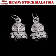 9x14mm Sterling Silver 925 Charm Beads Owl With 6mm Jump Ring 2pcs/pck