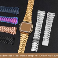 Stainless steel watch strap 13mm 18mm silver black rose gold colorful watchband For CASIO A158/A159/