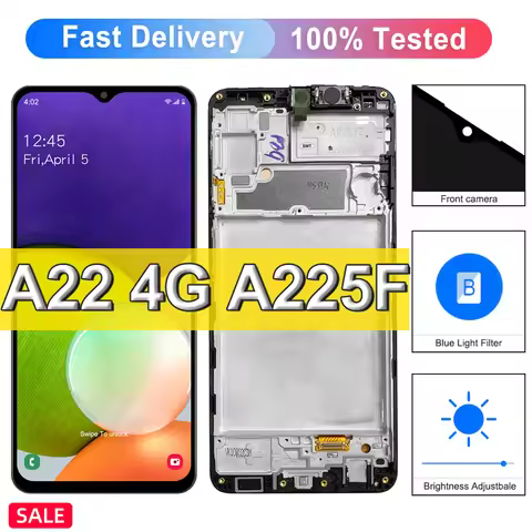 6.4" Super Amoled For Samsung Galaxy A22 A225F SM-A225F/DS A225M LCD Display Touch Screen, For Galax