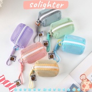 SOLIGHTER Coin Purse, Dopamine Color Mesh Mesh Storage Bag,  Large Capacity Organizer Handheld Cosme