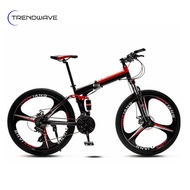 [Trendwave] 24 Inch Mountain Bike 21 Speeds Mountain Bicycle with Dual Disc Brakes Full Suspension C